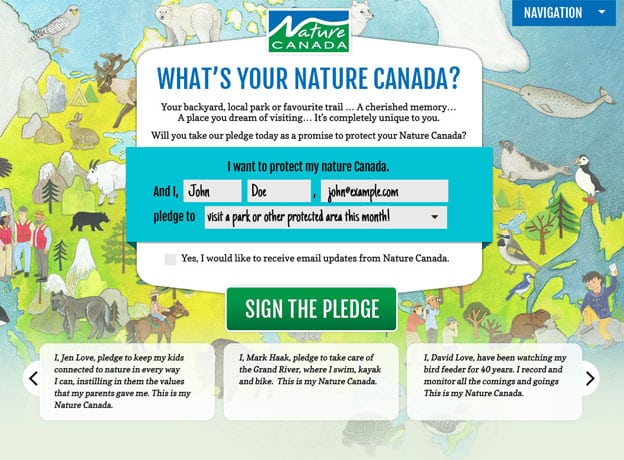 Nature Canada fundraising website design